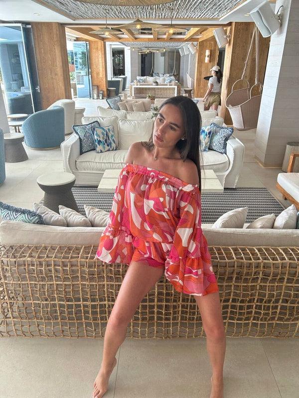 john varvatos Pucci Print Off Shoulder Set