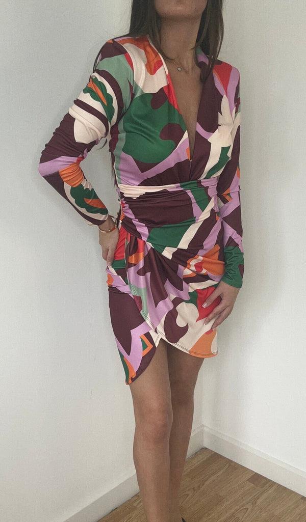 John Varvatos Retro Print Mini Wrap Dress