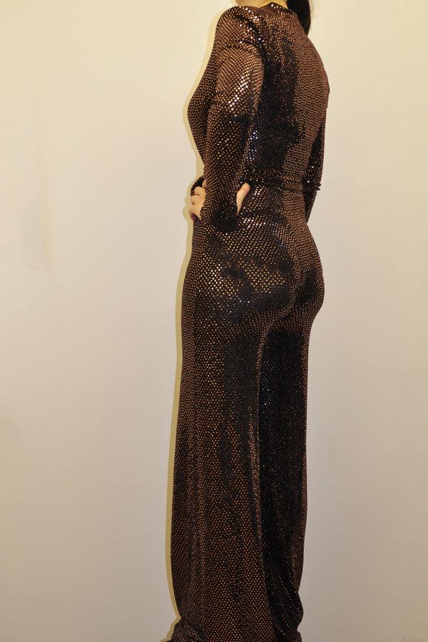 John Varvatos Rose Gold Sequin Jumpsuit