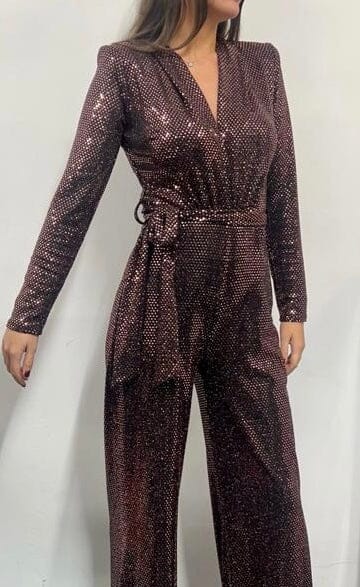 john varvatos Rose Gold Sequin Jumpsuit