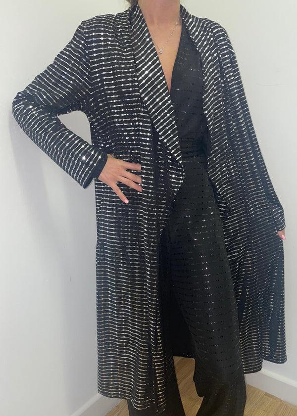 John Varvatos Sequin Black/Silver Waterfall Jacket