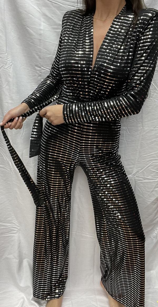 John Varvatos Silver Sequin Jumpsuit