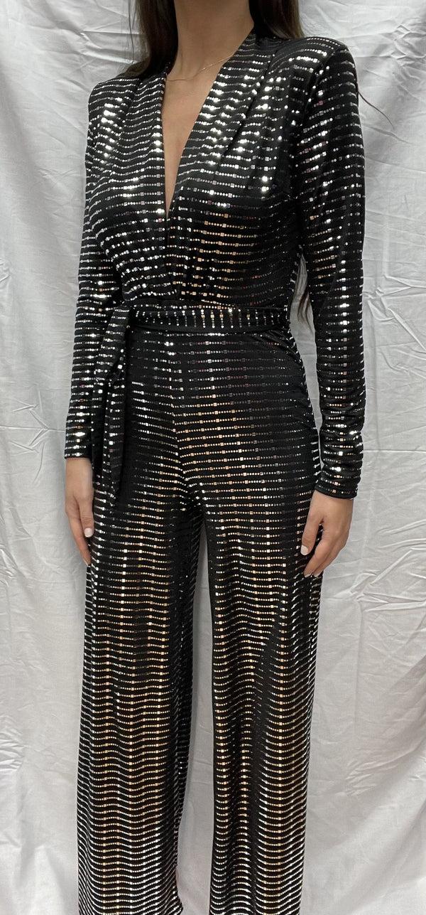 john varvatos Silver Sequin Jumpsuit