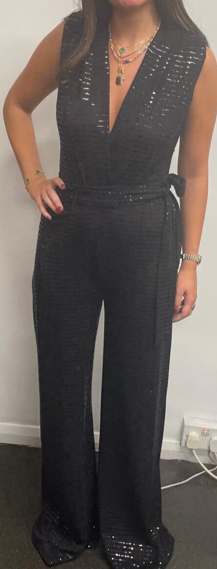 john varvatos Sleeveless Black Sequin Jumpsuit