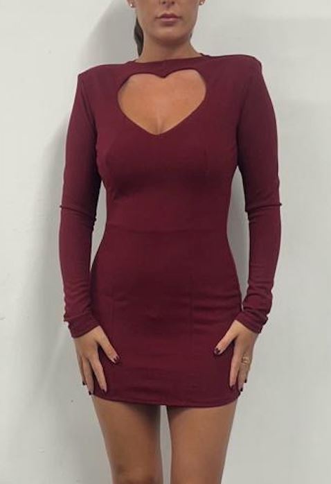 John Varvatos Wine Heart Cut Out Mini Dress