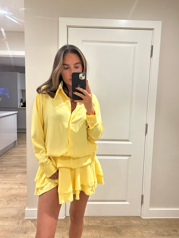 john varvatos Yellow Frill Chiffon Dress