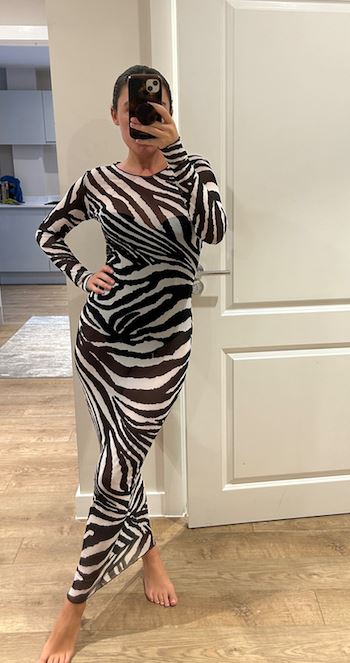 john varvatos Zebra Mesh Maxi Dress