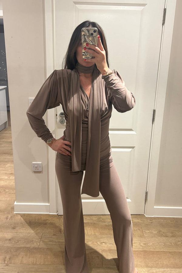 John Varvatos Mocha Cowl Neck Long Sleeve Loungewear