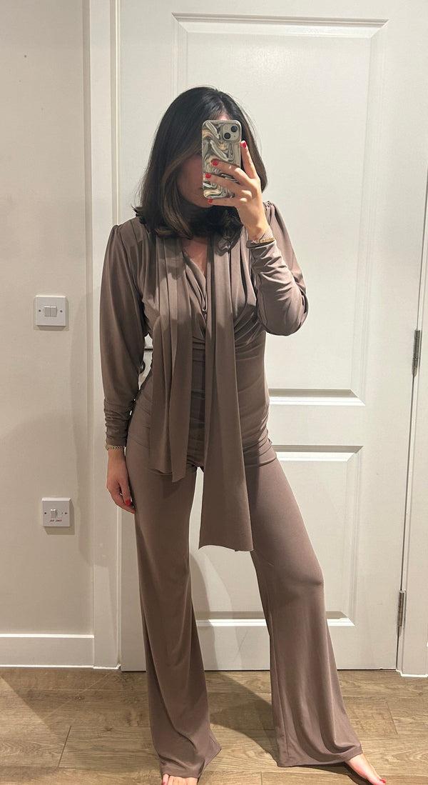 john varvatos Mocha Cowl Neck Long Sleeve Loungewear