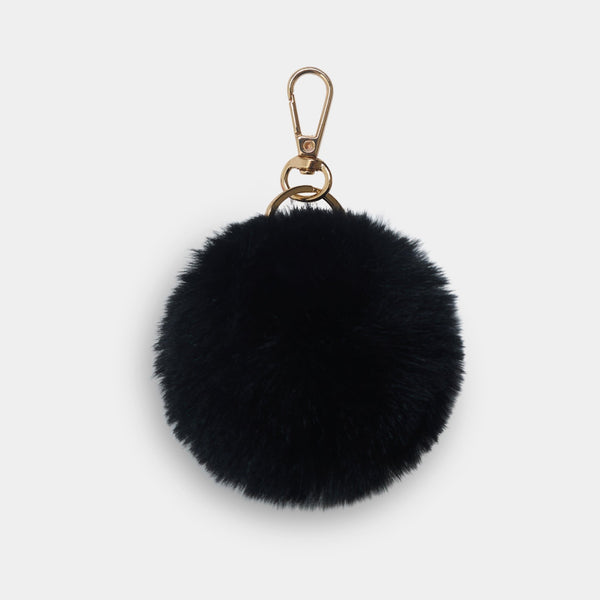 johnny loves rosie Black Luxury oversized pompom keyring