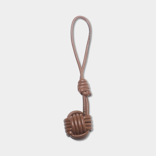 johnny loves rosie Brown Luxury Rope Tie Leather Keyring