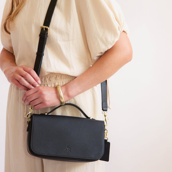 Johnny Loves Rosie Cambridge Luxe Leather Top Handle Bag - Black