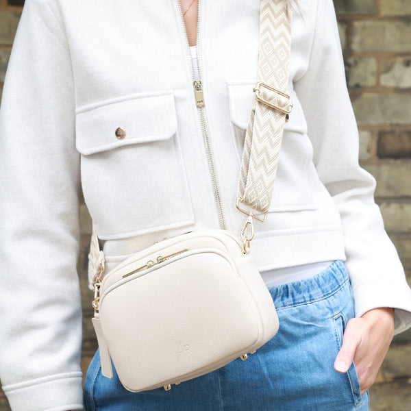 Johnny Loves Rosie Chelsea Maxi Crossbody Luxe Leather Bag - Ecru