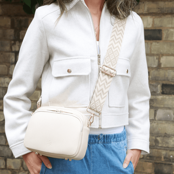 Johnny Loves Rosie Chelsea Midi Crossbody Luxe Leather Bag Stone
