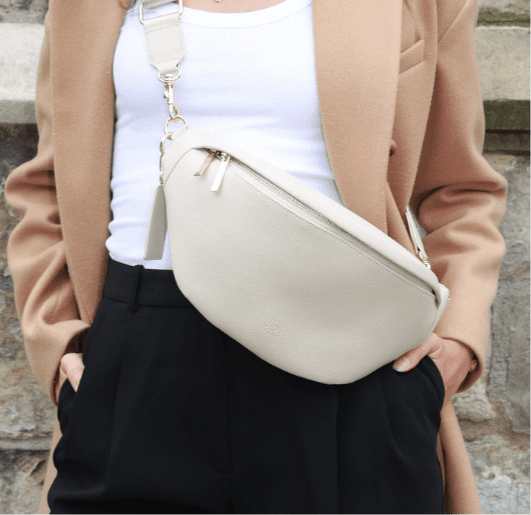 Johnny Loves Rosie Hampstead Luxe Leather Sling Bag -Ecru