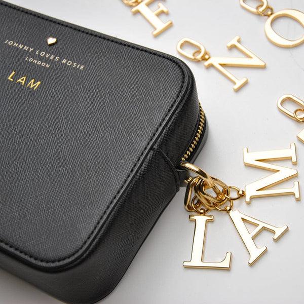 Johnny Loves Rosie C - Gold Metal Letter Keyring