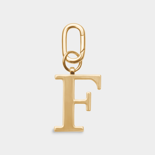 johnny loves rosie F - Gold Metal Letter Keyring