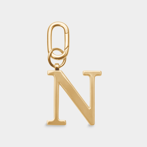 johnny loves rosie N - Gold Metal Letter Keyring