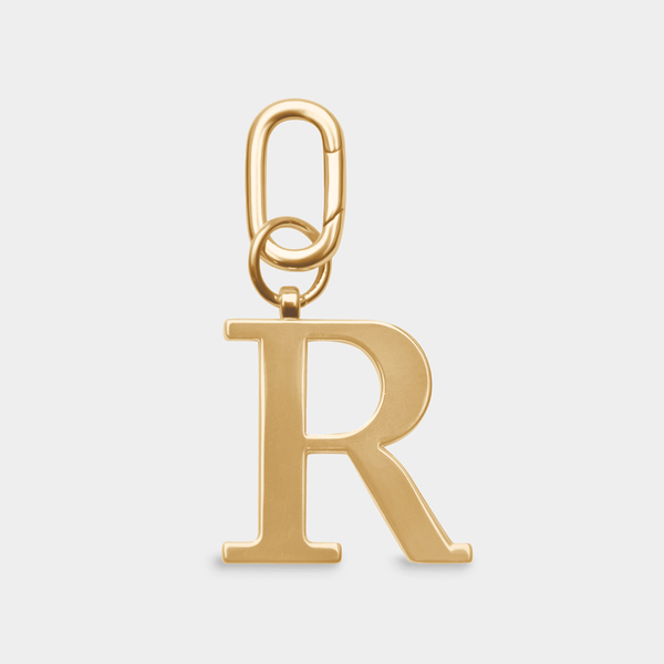 johnny loves rosie R - Gold Metal Letter Keyring