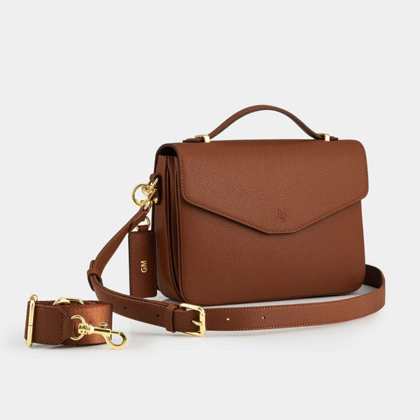 Johnny Loves Rosie Kensington Luxe Leather Top Handle Bag- Tan