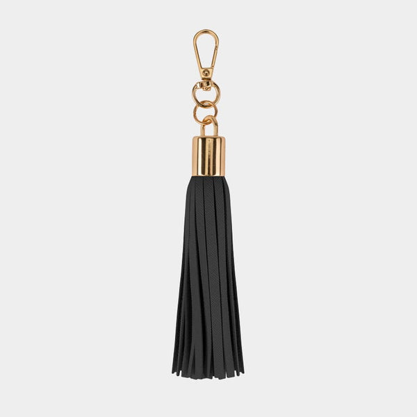 johnny loves rosie Luxe Black vegan Leather Tassel Keyring