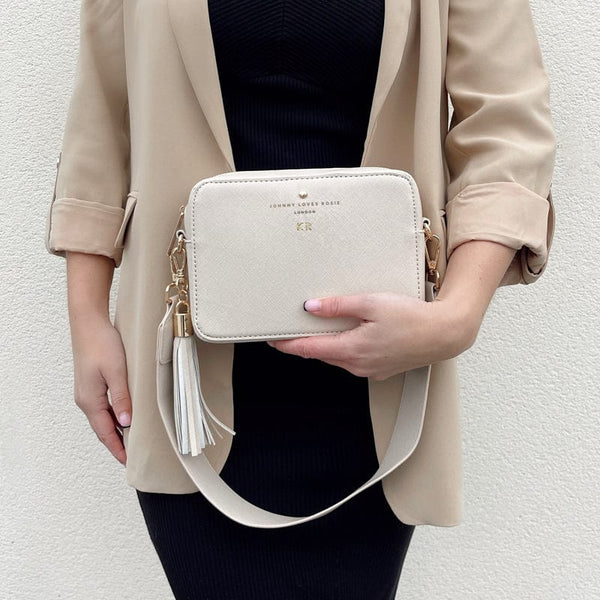 Johnny Loves Rosie Luxe Ecru Vegan Leather Tassel Keyring