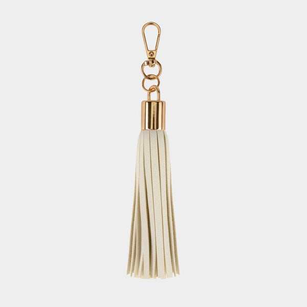 johnny loves rosie Luxe Ecru Vegan Leather Tassel Keyring