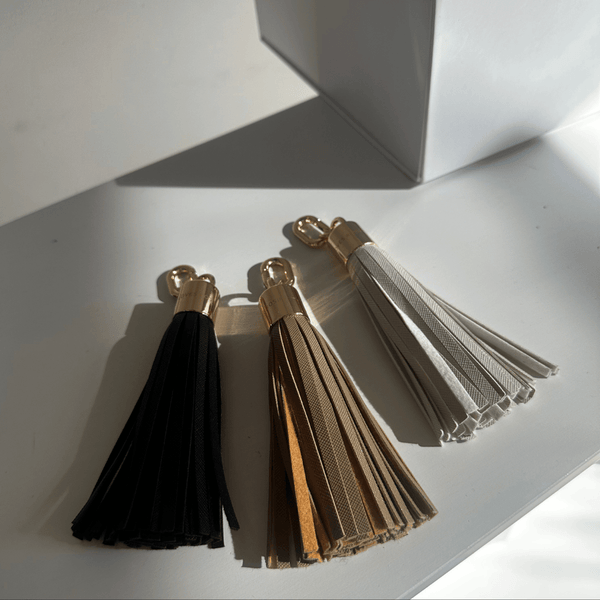 Johnny Loves Rosie Luxe White Vegan Leather Tassel Keyring