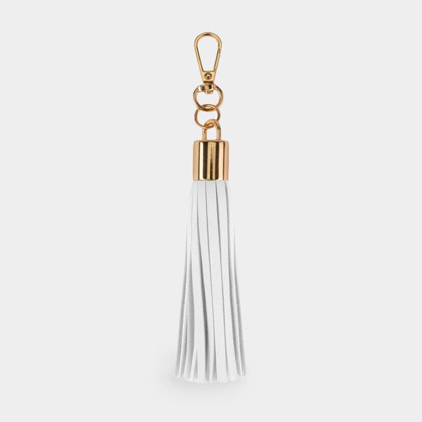 johnny loves rosie Luxe White Vegan Leather Tassel Keyring
