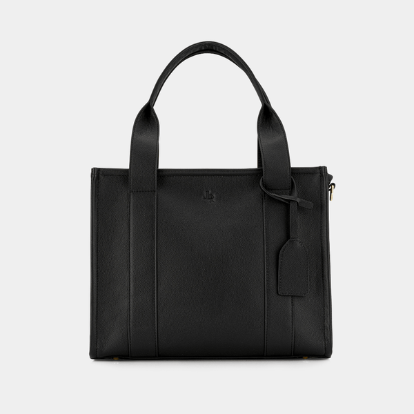 johnny loves rosie Medium Taylor Luxe Leather Tote Bag- Black