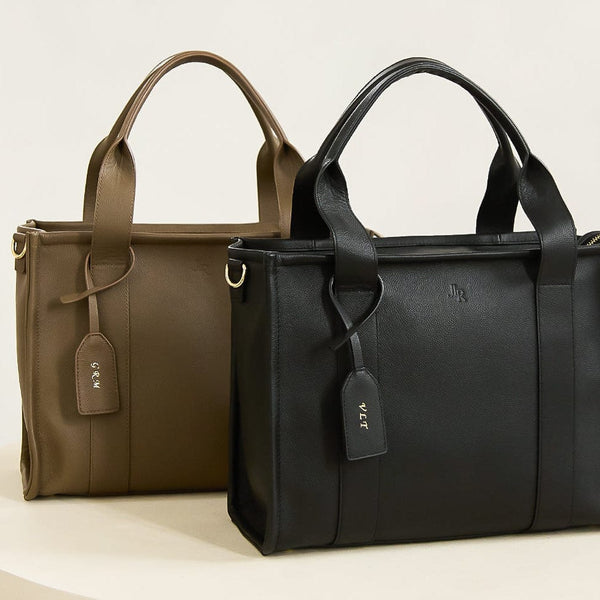 Johnny Loves Rosie Medium Taylor Luxe Leather Tote Bag - Chocolate Brown