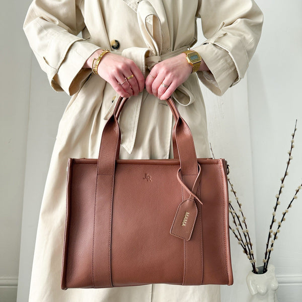 Johnny Loves Rosie Medium Taylor Luxe Leather Tote Bag - Tan
