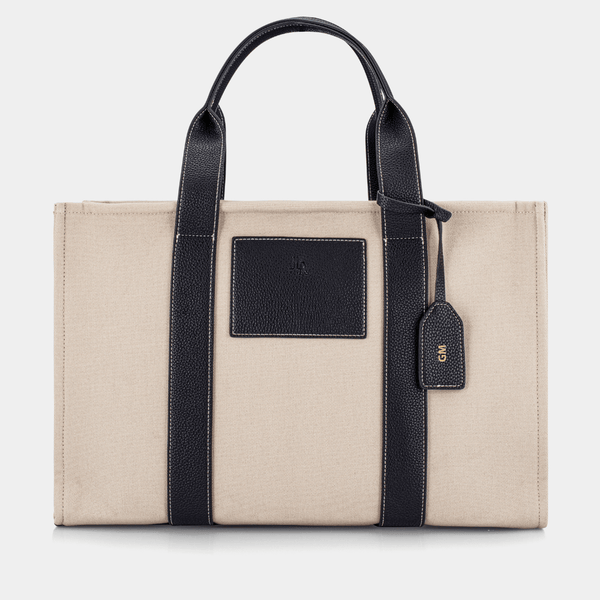 johnny loves rosie Porto Maxi Luxe Vegan Leather And Canvas Tote Bag - Black