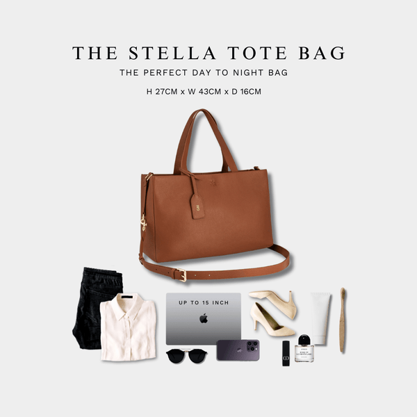 Johnny Loves Rosie Stella Large Luxe Leather Tote Bag- Tan