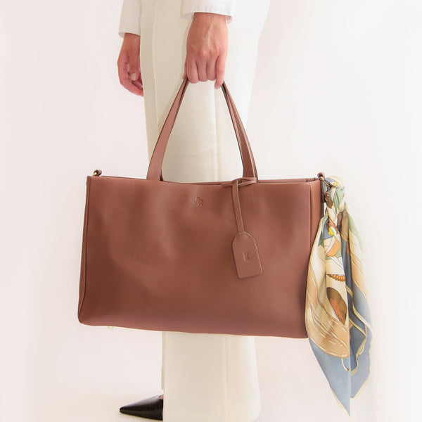 Johnny Loves Rosie Stella Large Luxe Leather Tote Bag- Tan