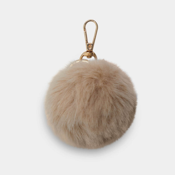 johnny loves rosie Taupe Luxury oversized pompom keyring
