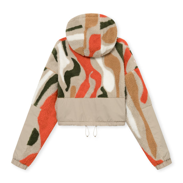 Johnny Urban Cropped Teddy Fleece Jacket "Carey" Beige Print