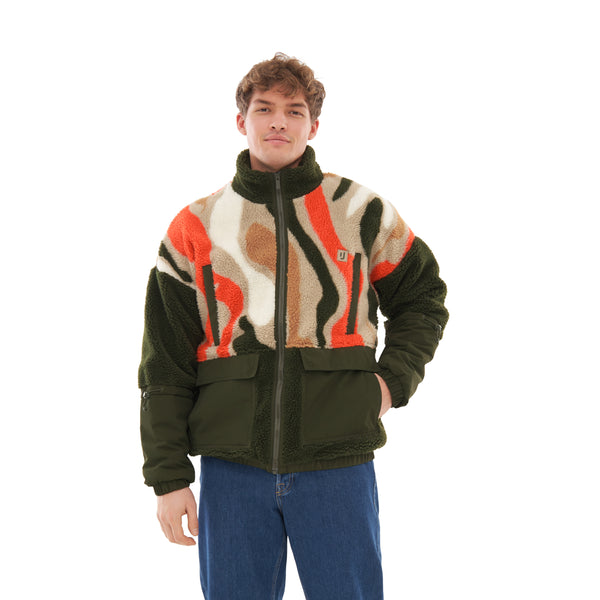 johnny urban Teddy Fleece Jacket "Carson" olive print