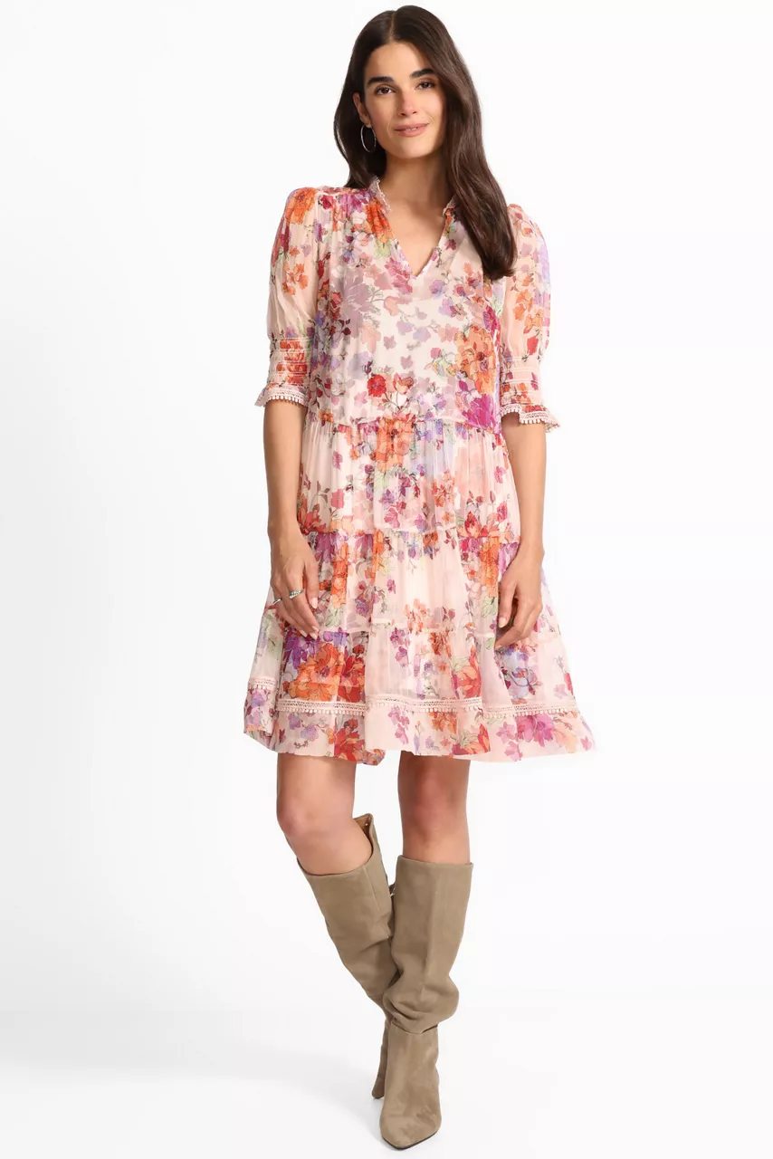 Johnny Was ABBEY TIERED MINI DRESS Vines Of Morning Glory