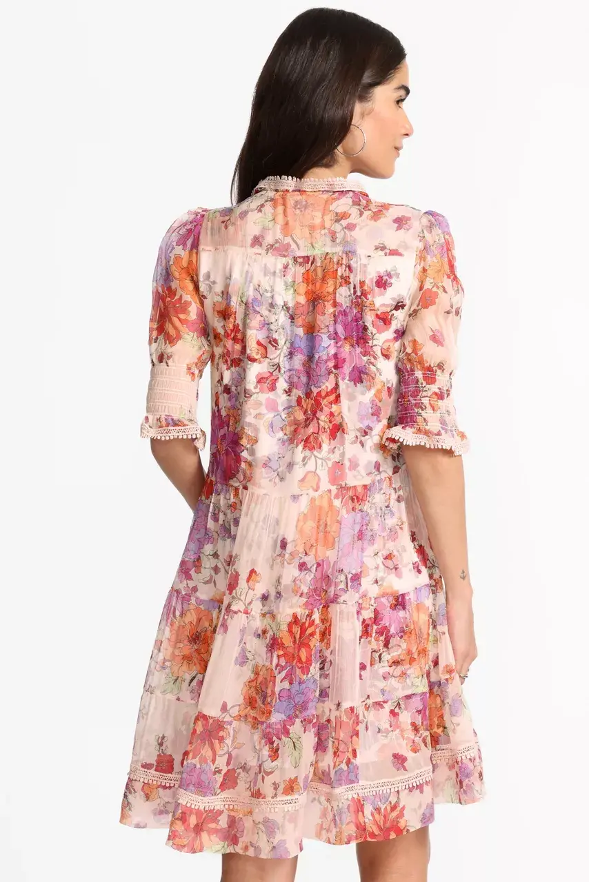 Johnny Was ABBEY TIERED MINI DRESS Vines Of Morning Glory