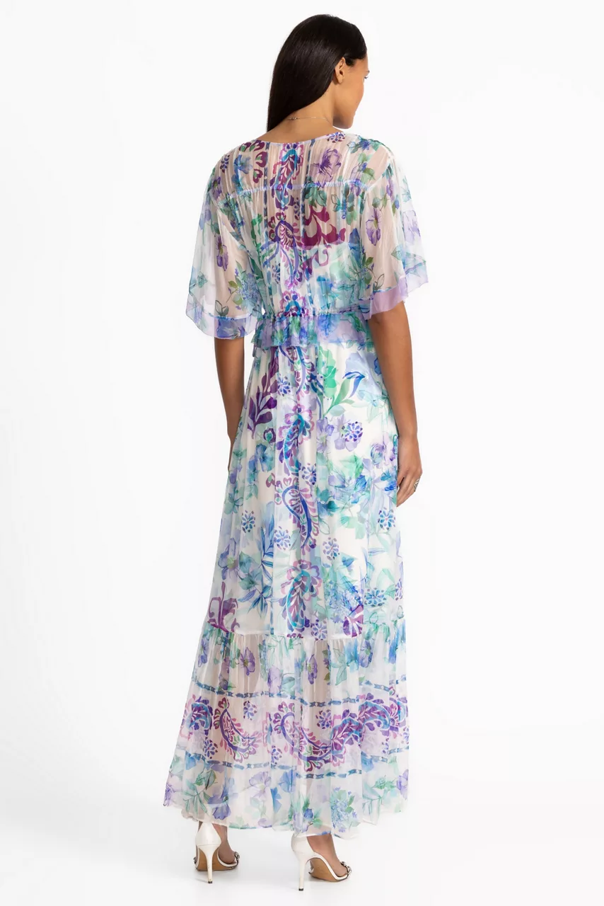 Johnny Was ANNAMARIE FLUTTER MAXI DRESS Rose Of Sharon White
