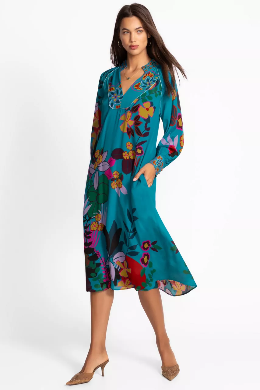 Johnny Was ASCENSION LUNA HANDKERCHIEF MIDI DRESS House Of Flores