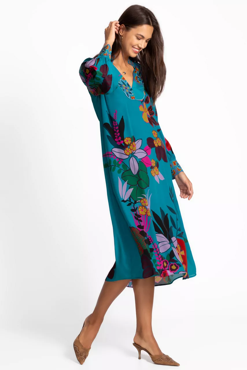 Johnny Was ASCENSION LUNA HANDKERCHIEF MIDI DRESS House Of Flores