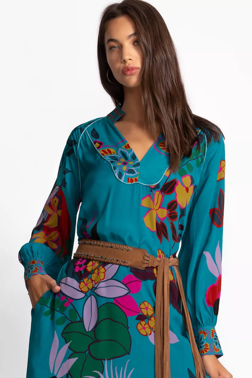Johnny Was ASCENSION LUNA HANDKERCHIEF MIDI DRESS House Of Flores