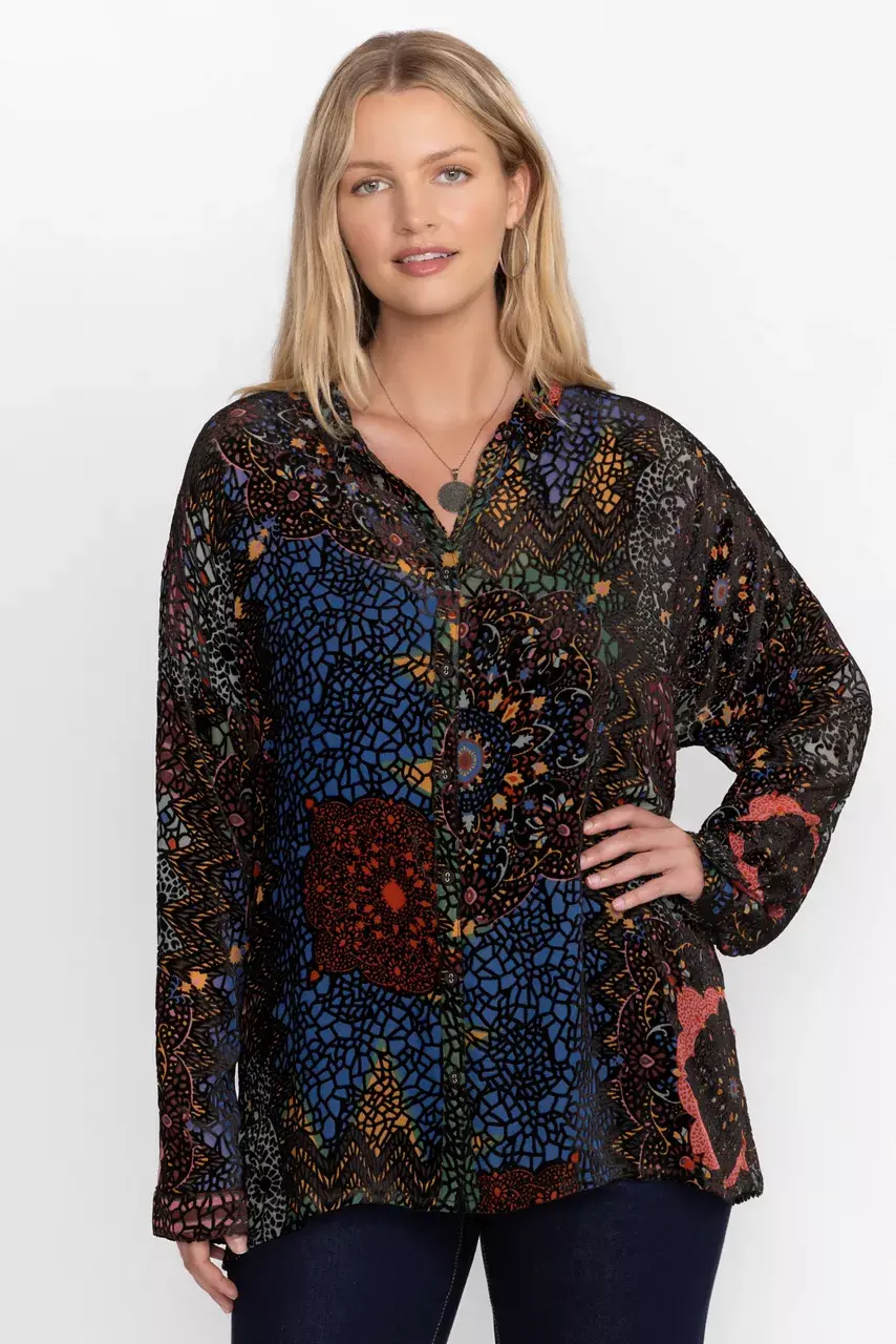 Johnny Was AUDREY OVERSIZED BURNOUT SHIRT Nava Burnout