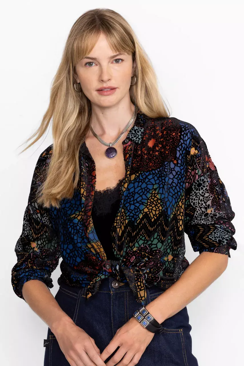 Johnny Was AUDREY OVERSIZED BURNOUT SHIRT Nava Burnout