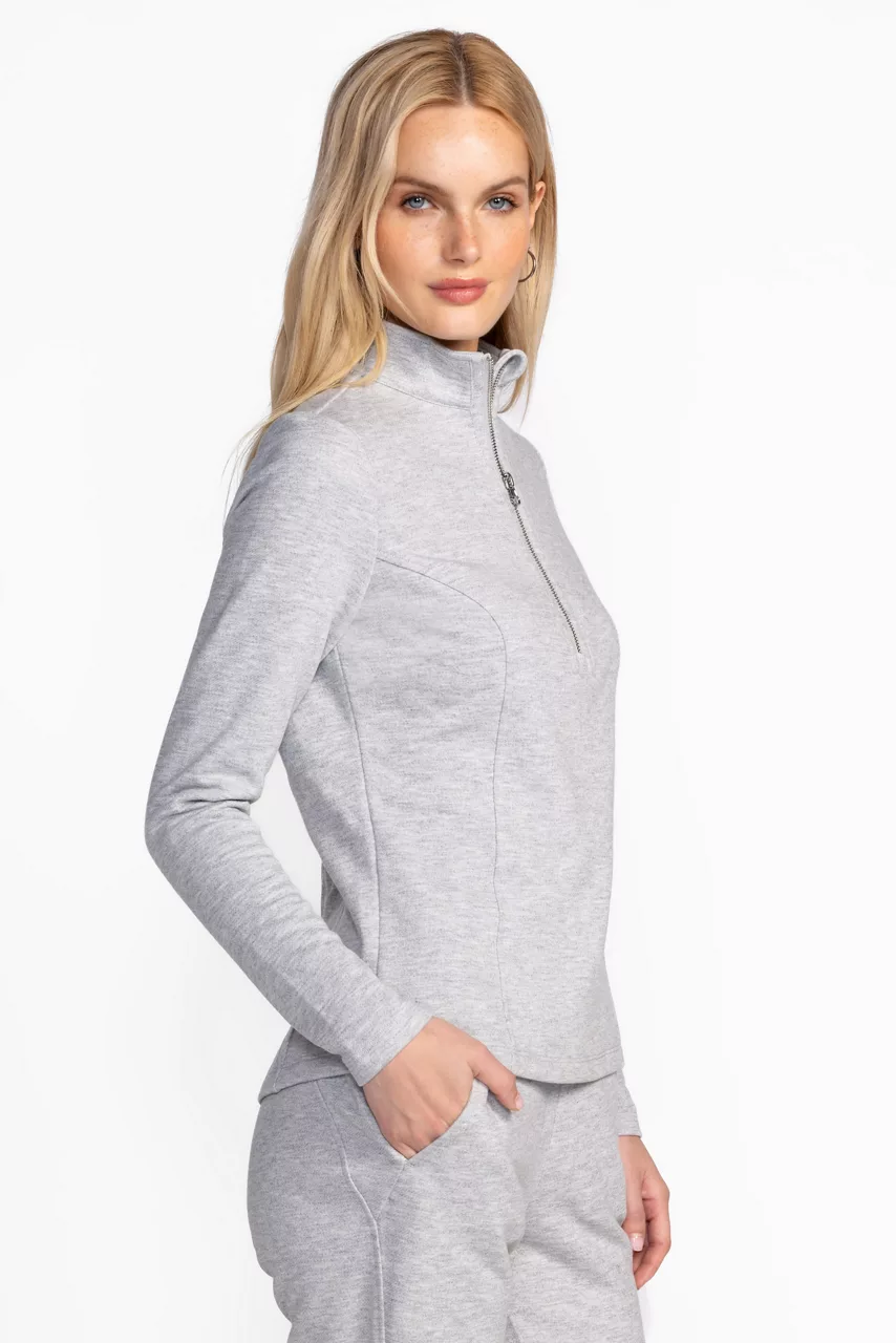 Johnny Was BEE ACTIVE ATHLETIC MOCK NECK PULLOVER Foil Heather Grey