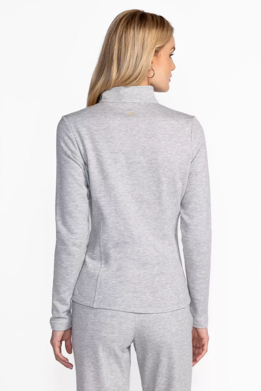 Johnny Was BEE ACTIVE ATHLETIC MOCK NECK PULLOVER Foil Heather Grey