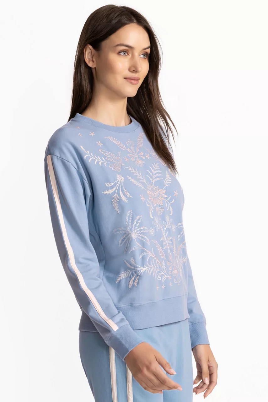 Johnny Was BEE ACTIVE CREW NECK PULLOVER WITH STRIP Endless Sky