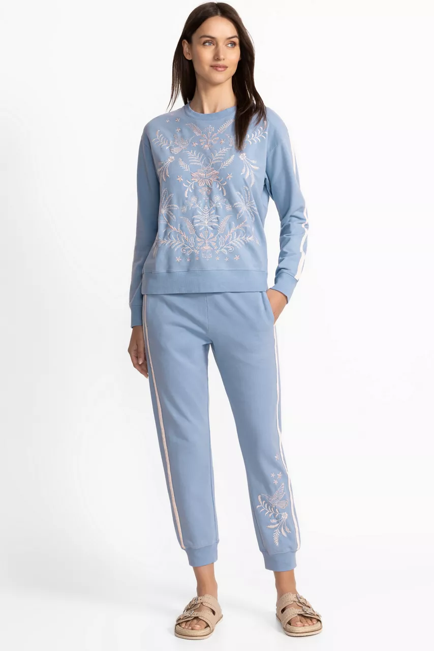 Johnny Was BEE ACTIVE CREW NECK PULLOVER WITH STRIP Endless Sky